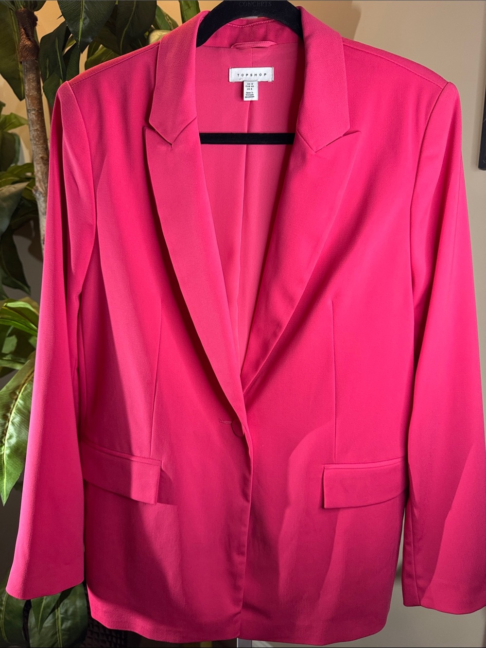 Topshop (Nordstrom) Women's Hot Pink Blazer Jacket, size US 8, never worn.